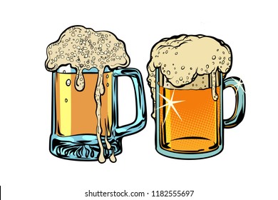 Beer foam isolate on white background. Comic cartoon pop art retro vector illustration drawing