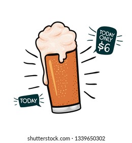 beer with foam isolated icon