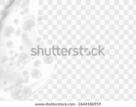 Beer foam isolated on transparent background. White soap froth texture with bubbles, seamless border, foamy frame. Sea or ocean wave, laundry cleaning detergent spume