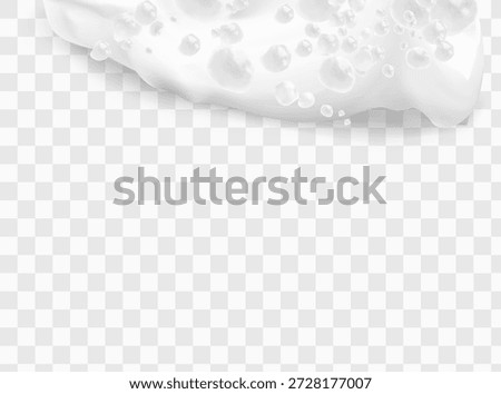 Beer foam isolated on transparent background. White soap froth texture with bubbles, seamless border, foamy frame. Sea or ocean wave, laundry cleaning detergent spume, realistic 3d vector illustration