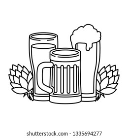beer with foam and pinecone isolated icon