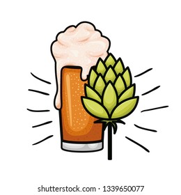 beer with foam and pinecone isolated icon