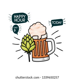 beer with foam and pinecone isolated icon