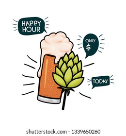 beer with foam and pinecone isolated icon