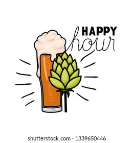 beer with foam and pinecone isolated icon