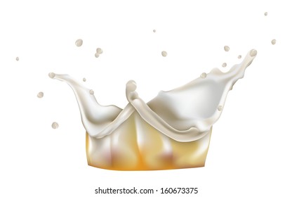 Beer foam splash of white and yellow color.