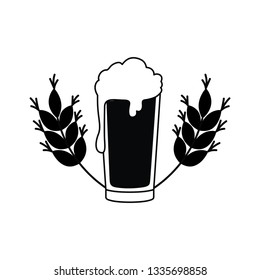 beer with foam and wheat isolated icon