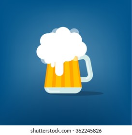 Beer foarming in glass mug vector illustration