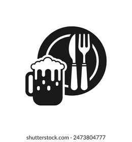 Beer and food icon flat style isolated on white background. Vector illustration