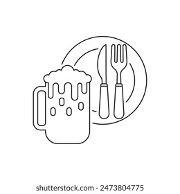 Beer and food icon line style isolated on white background. Vector illustration