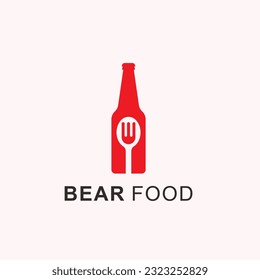 beer with food logo design vector silhouette illustration