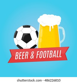 Beer and football illustration. Concept for bar