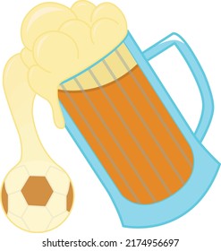 Cerveza y fútbol: imagen vectorial