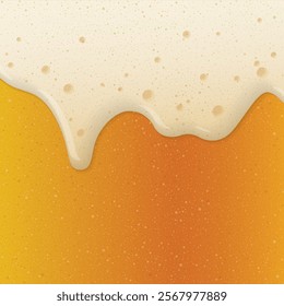 Beer form overflowing from the mug full of beer square background graphic illustration.