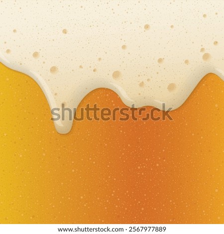 Beer form overflowing from the mug full of beer square background graphic illustration.