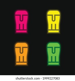 Beer four color glowing neon vector icon
