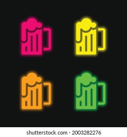 Beer four color glowing neon vector icon