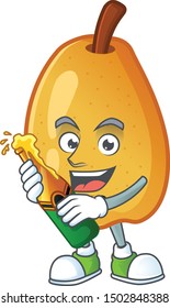 With beer fragrant pear cartoon character with mascot