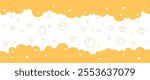 Beer frame, foam bubble border, alcohol background, suds outline and flat design, german drink pattern. Cartoon yellow liquid wave texture, abstract bar bg. Golden vector illustration