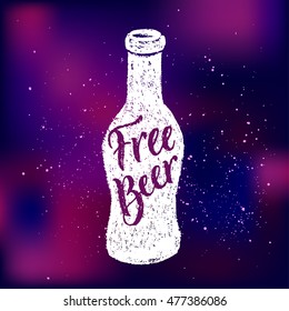 Beer for free. Vector hand written brush pen calligraphy phrase or quote. Cute isolated letters on an abstract background for Oktoberfest for pub and bar.