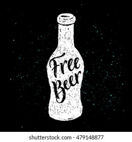 Beer for free. Vector hand written brush pen calligraphy phrase or quote. Cute isolated letters on an abstract background for Oktoberfest for pub and bar.