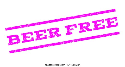 Beer Free watermark stamp. Text tag between parallel lines with grunge design style. Rubber seal stamp with scratched texture. Vector magenta color ink imprint on a white background.