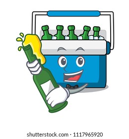 With beer freezer bag mascot cartoon