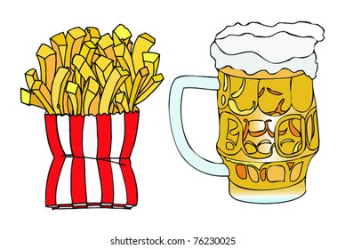 Beer and French fries