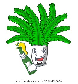 With beer fresh fern branch isolated on mascot