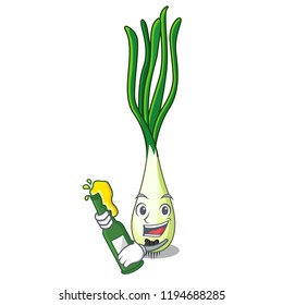 With beer fresh scallion isolated on the mascot