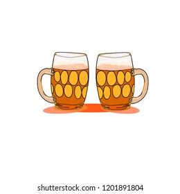 Beer for friends. Two cups of beer.