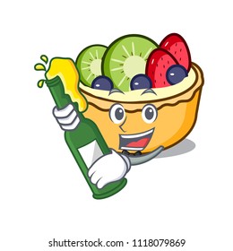 With beer fruit tart mascot cartoon