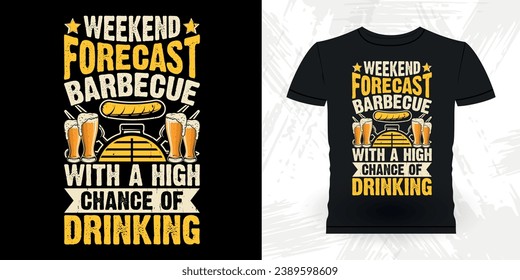 Beer Funny Barbecue Lover Retro Vintage BBQ Smoking T-shirt Design