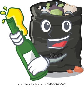 With beer garbage bag behind the character door