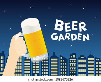 beer garden vector poster.