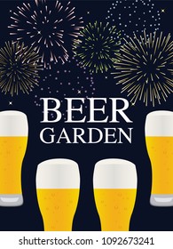 beer garden vector poster.