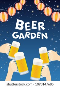 beer garden vector poster.