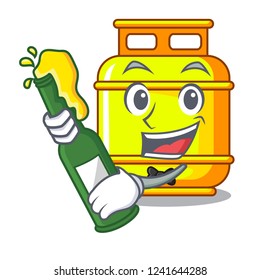 With beer gas tank cylinder Isolated on mascot