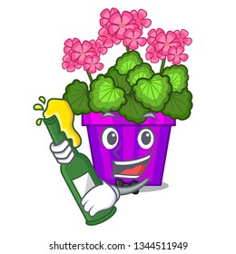 With beer geranium flowers in the cartoon shape