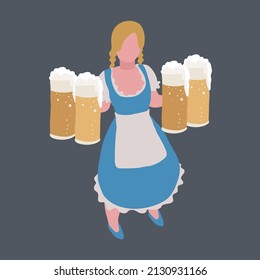 beer girl clip art vector illustration isolated