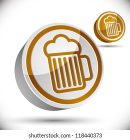 Beer glass 3d vector icon.