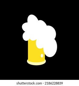 Beer glass. Alcohol. Beer glass with foam for design vector illustration in flat style isolated on black background.