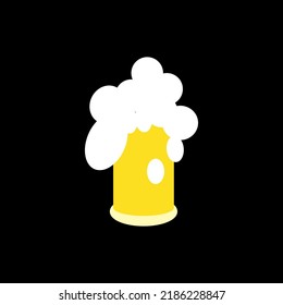 Beer glass. Alcohol. Beer glass with foam for design vector illustration in flat style isolated on black background.