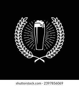 beer glass with barley logo vector icon illustration. handmade