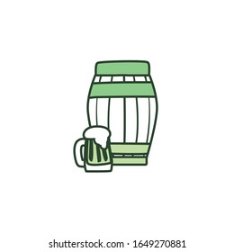 Beer glass barrel and coins line style icon design, Saint patricks day ireland celebration fortune irish natural and lucky theme Vector illustration