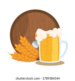 Beer glass and barrel design, Pub alcohol bar brewery drink ale and lager theme Vector illustration