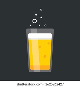 Beer glass with blond beer, foam and bubbles isolated on background. vector illustration.