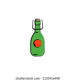 beer in glass bottle colored sketch style icon. Element of beer icon for mobile concept and web apps. Hand drawn beer in glass bottle icon can be used for web and mobile on white background