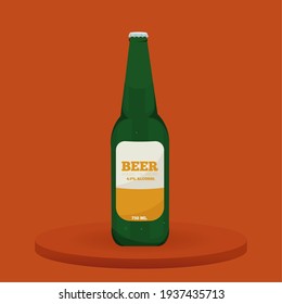 Bebida botella de vidrio verde de color rojo bebidas de pub icono- Vector