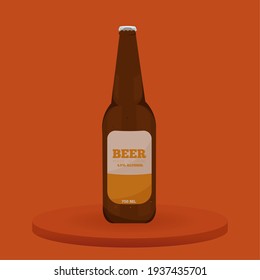 Beer glass bottle red background drinks pub icon- Vector